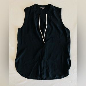 Vince blue tank with white trim and buttons.